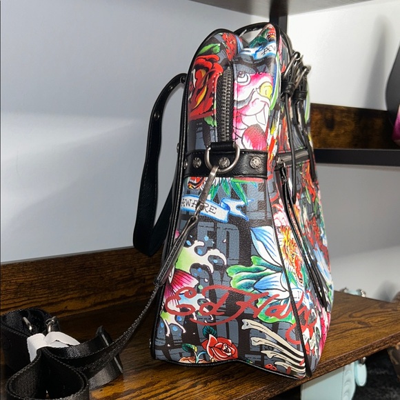 Ed Hardy Black and Multicolor Travel Bag Love Kills Slowly - Picture 4 of 14